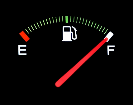 car fuel gauge on full